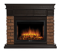 Каминокомплект: Очаг Electrolux EFP/P-2720RLS, портал Bricks Wood 25 камень темный, шпон венге