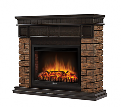 Каминокомплект: Очаг Electrolux EFP/P-2720RLS, портал Bricks Wood 25 камень темный, шпон венге