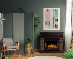 Каминокомплект: Очаг Electrolux EFP/P-2720RLS, портал Bricks Wood 25 камень темный, шпон венге